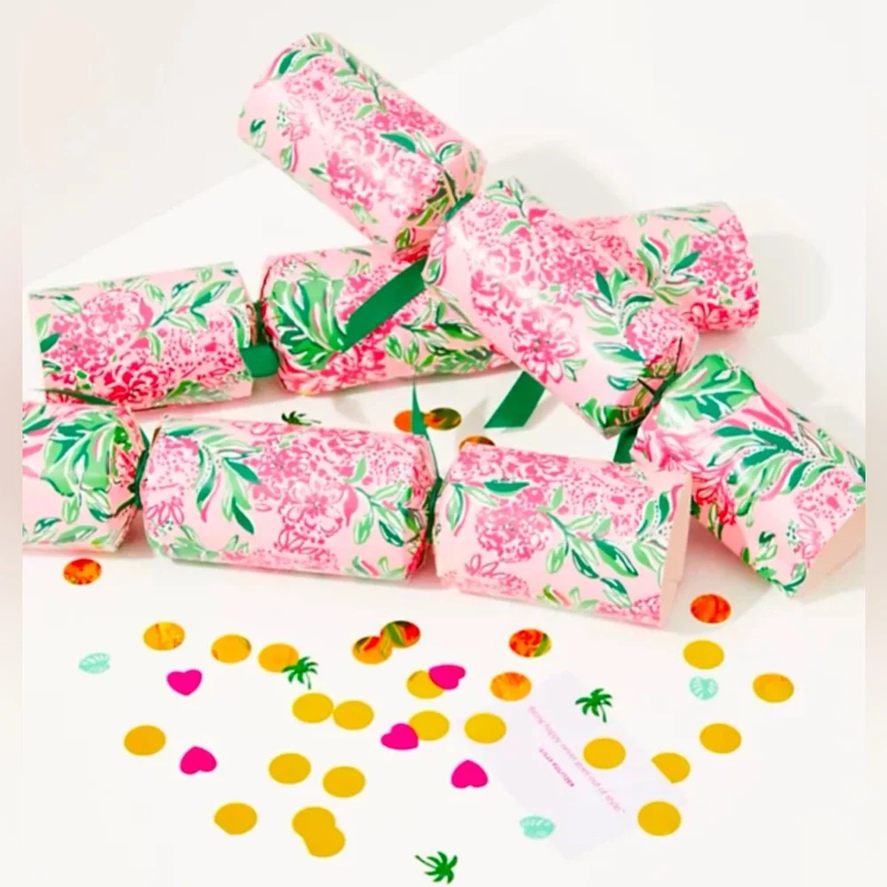 NEW NIB LILLY PULITZER PARTY CRACKERS POPPERS CONCH SHELL PINK KOALA LA LA RARE